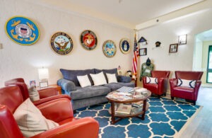 resident room decorated with army memorabilia