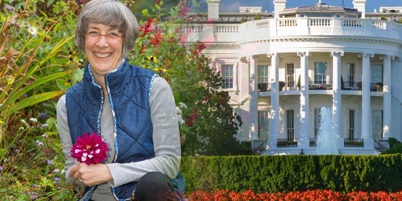 woman gardening outside the whitehouse